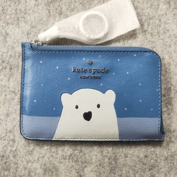 Kate Spade Arctic Friends Medium l-zip Card Holder New with Tags style # k4765 - Picture 1 of 11